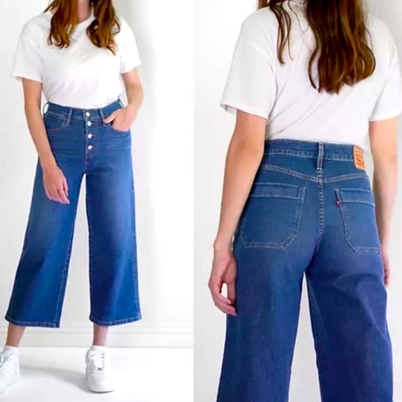 LEVI'S Mile High High Rise Cropped Wide Leg Jeans 
Size 4/27 - Picture 1 of 7